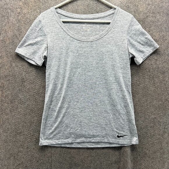 Nike Shirt Women Small Gray Dri-FIT Heather Short Sleeve Athletic Running - Picture 1 of 10